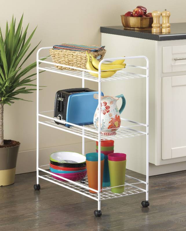 lot 25 image: Alcove 3 Tier metal cart- White, MSRP $13.74