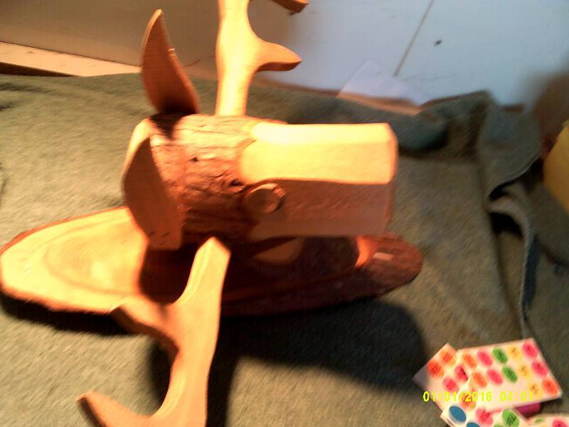 HAND CARVED WOODEN DEER HEAD