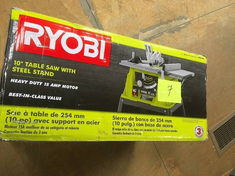lot 7 image: Ryobi 15 Amp 10 in. Table Saw with Steel Stand - Open Box