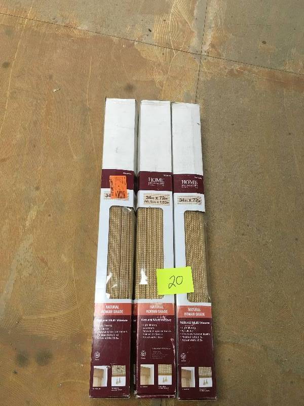 lot 20 image: Home Decorator Collection Natural Multi-Weave Bamboo Ramon Shade - 34 in W x 72 in. L - Lot of 3 - open Box
