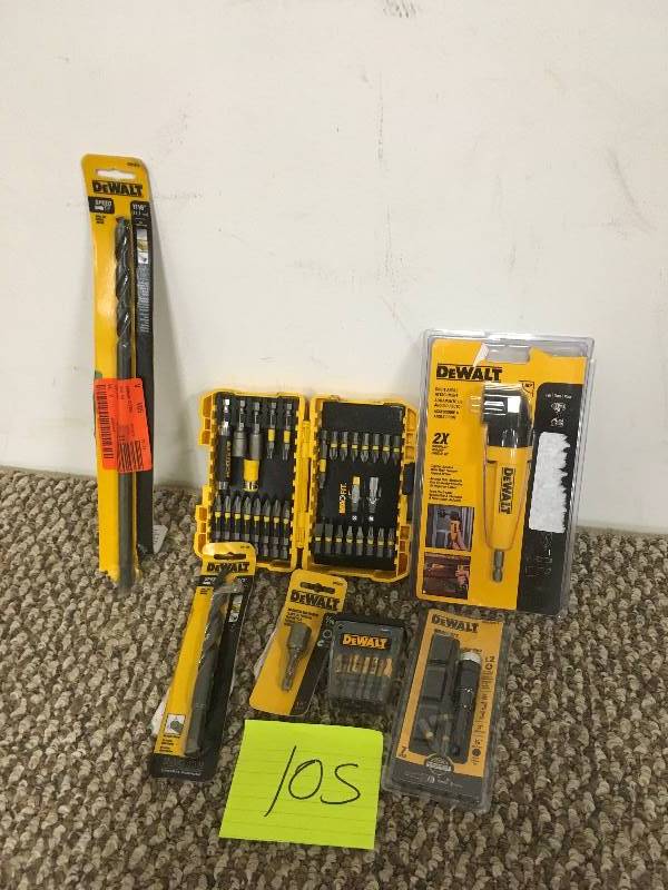 lot 105 image: Various Dewalt Drill Bits and Drill Driver Components