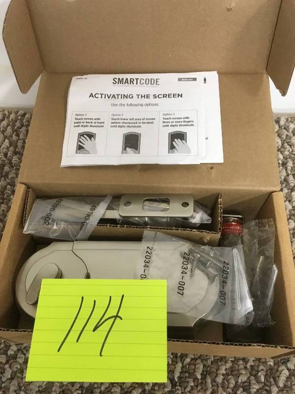 lot 114 image: Kwikset SmartCode 916 Z-Wave Touchscreen Deadbolt with Home Connect , Satin Nickel