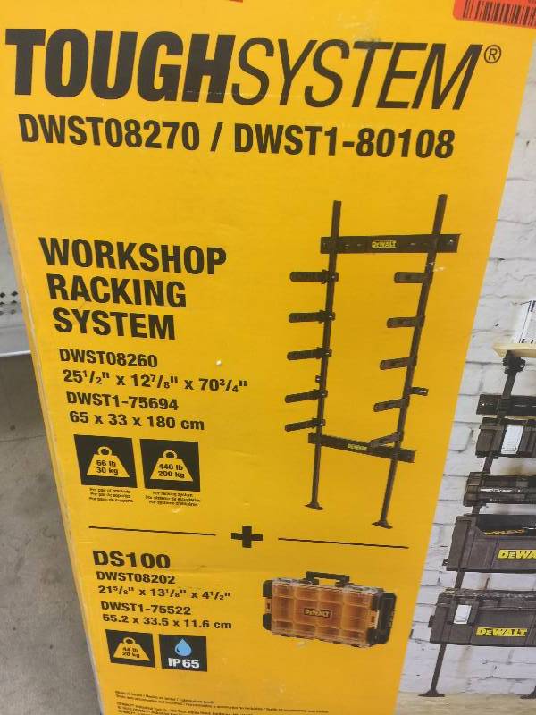 lot 147 image: DEWALT ToughSystem 25-12 in. Workshop Racking Storage System  open box never used