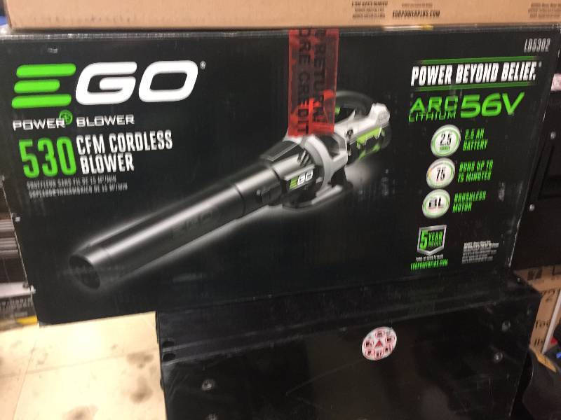 lot 150 image: EGO 110 MPH 530 CFM Variable-Speed Turbo 56-Volt Lithium-ion Cordless Electric Blower w 2.5Ah Battery and Charger Included in like New working conditions
