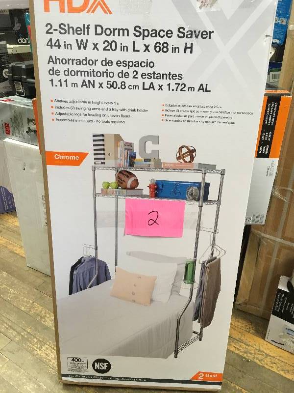 lot 2 image: HDX 44 in W x 68 in. H x 20 in. D Dorm Space Saver in Chrome new