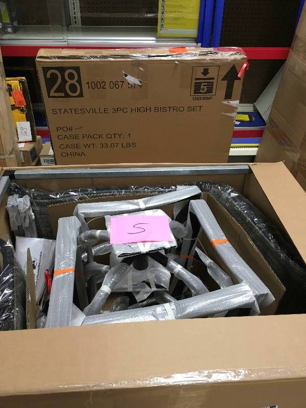 lot 5 image: Hampton Bay Statesville 3-Piece Steel Outdoor Bistro Set open box not used