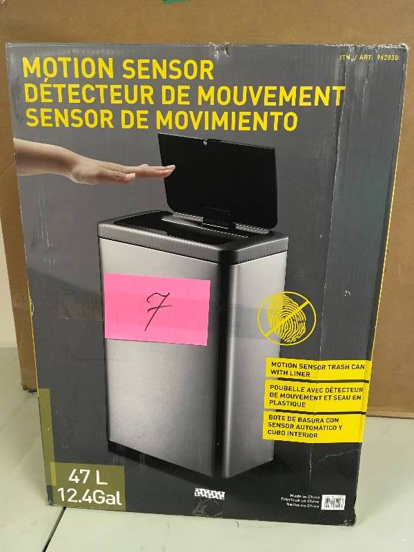 lot 7 image: EKO Sensible Living Stainless Steel Motion Sensor Trash Can