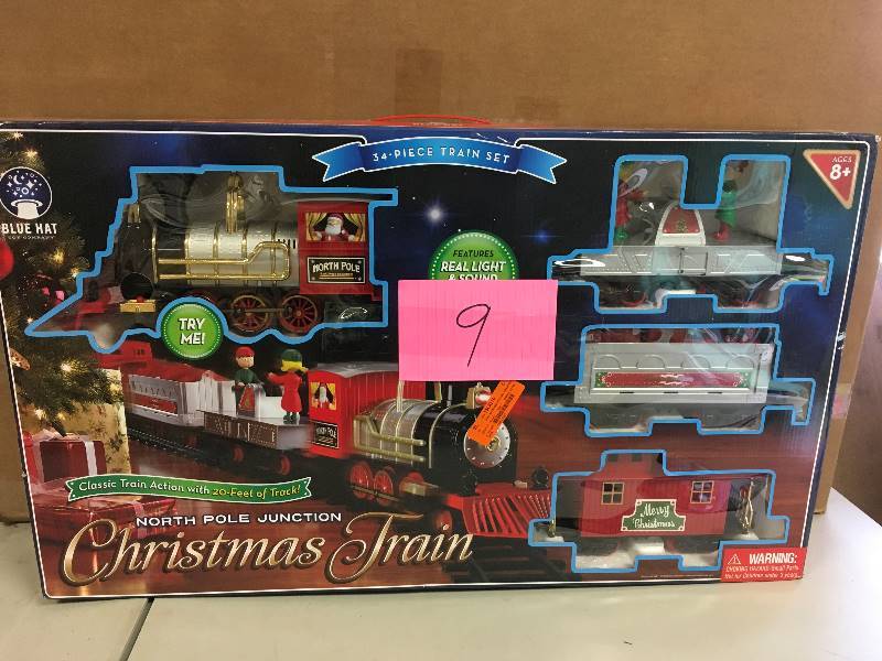 lot 9 image: Blue Hat North Pole Junction Christmas Train New