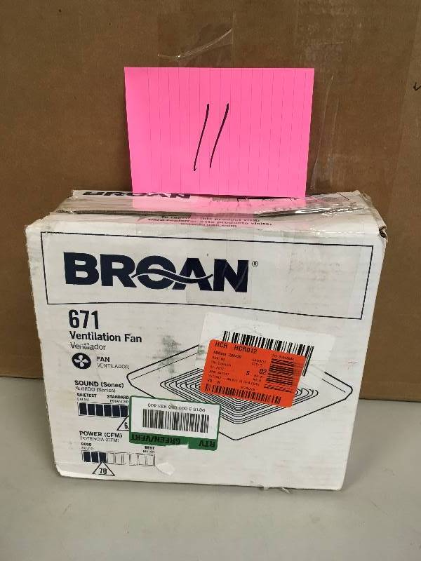 lot 11 image: Broan Ventilation Fan model 671 not used