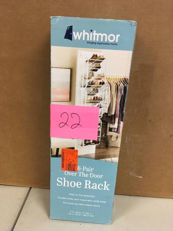 lot 22 image: Whitmor 36 Pair Over the Door Shoe Rack