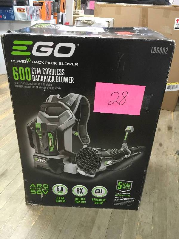 lot 28 image: EGO Power BackPack Blower 600 CFM Cordless Backpack Blower