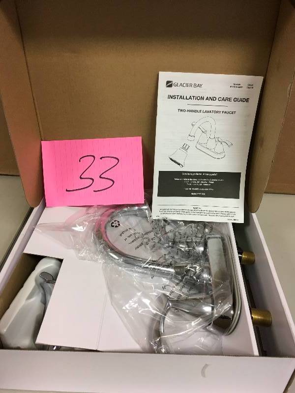 lot 33 image: Glacier Bay Edgewood Focus 4 in. Bath Faucet 3 Spray Showerhead in Chrome