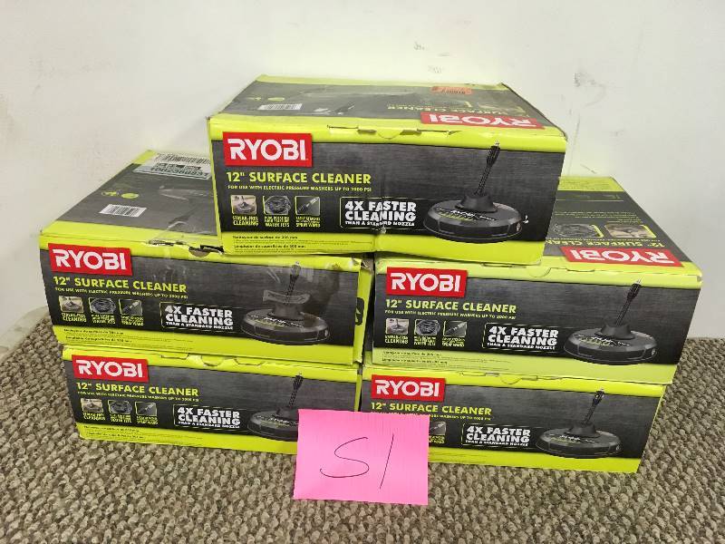 lot 51 image: Ryobi 12 in 2000-PSI 1.4 GPM Quick Connect Surface Cleaner for Electric Pressure Washers - Lot of 5