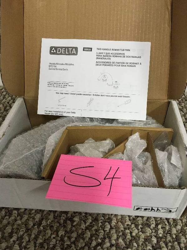 lot 54 image: Delta Windemere 2-Handle Deck-Mount Roman Tub Faucet Trim Kit Only in Oil-Rubbed Bronze - VALVE NOT INCLUDED