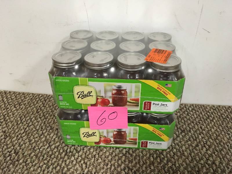 lot 60 image: Jarden Home Brands 61000 Regular Mason Canning Jar, Pint - Case of 12 - Lot of 2