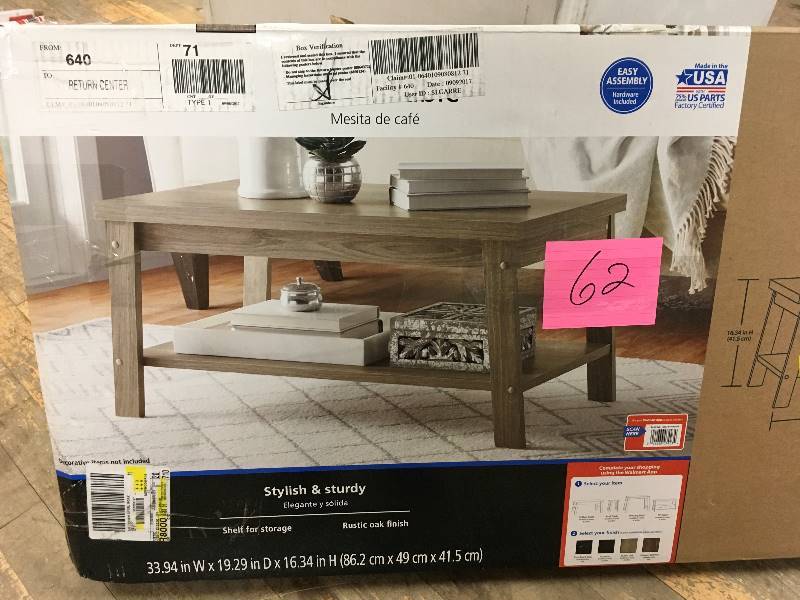 lot 62 image: Mainstays Logan Coffee Table Multiple Finishes