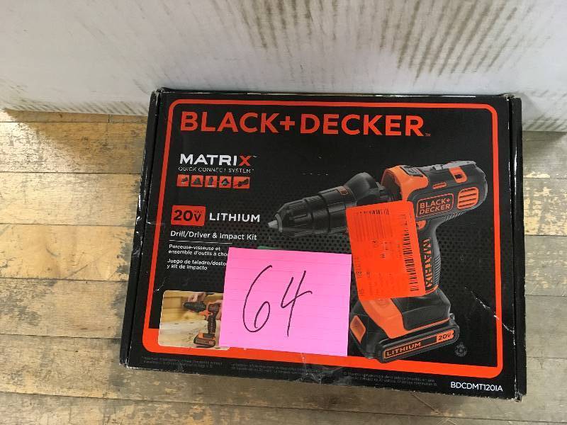 lot 64 image: Black & Decker 20 Volt MAX Cordless Lithium-Ion Matrix DrillImpact Combo Driver