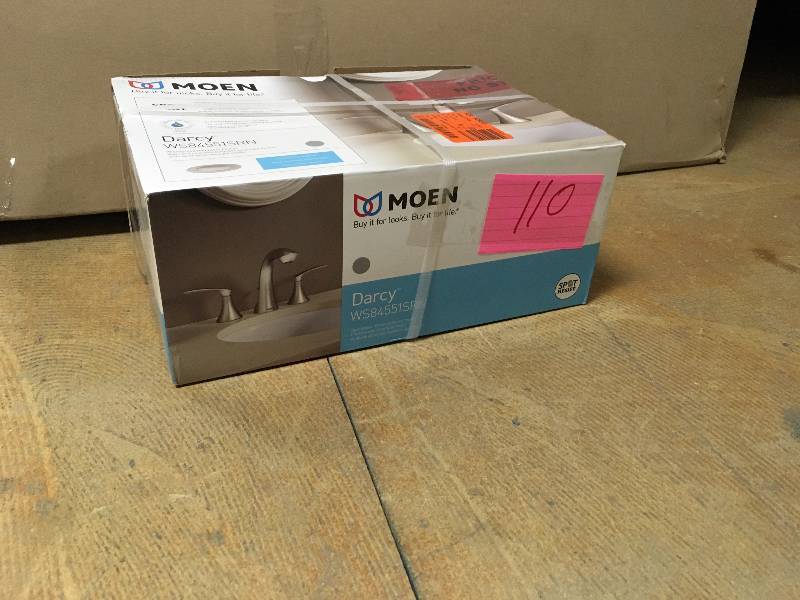 lot 110 image: MOEN Darcy 8 in. Widespread 2-Handle High-Arc Bathroom Faucet in Spot Resist Brushed Nickel