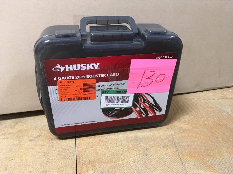 lot 130 image: Husky 4 Gauge 20 ft Booster Cables