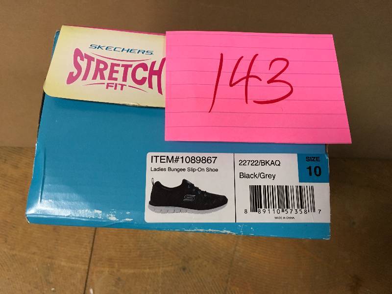 lot 143 image: Skechers Womens Glider Deep Space Memory Foam Slip On Sneakers (BlackAqua) size 10 new