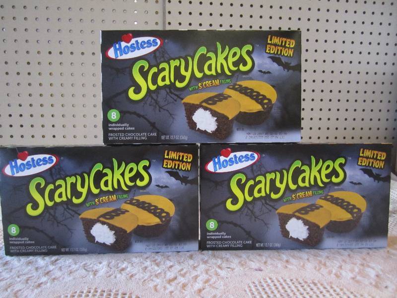 lot 57 image: 3 Boxes Hostess Scary Cakes Best by...
