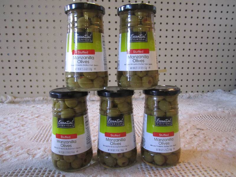 lot 64 image: Lot of 5 Jars Stuffed Manzanilla Ol...