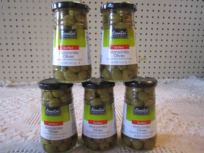 lot 65 image: Lot of 5 Jars Stuffed Manzanilla Ol...