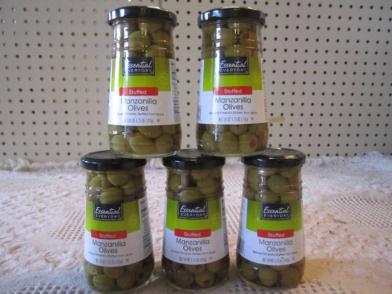 lot 66 image: Lot of 5 Jars Stuffed Manzanilla Ol...