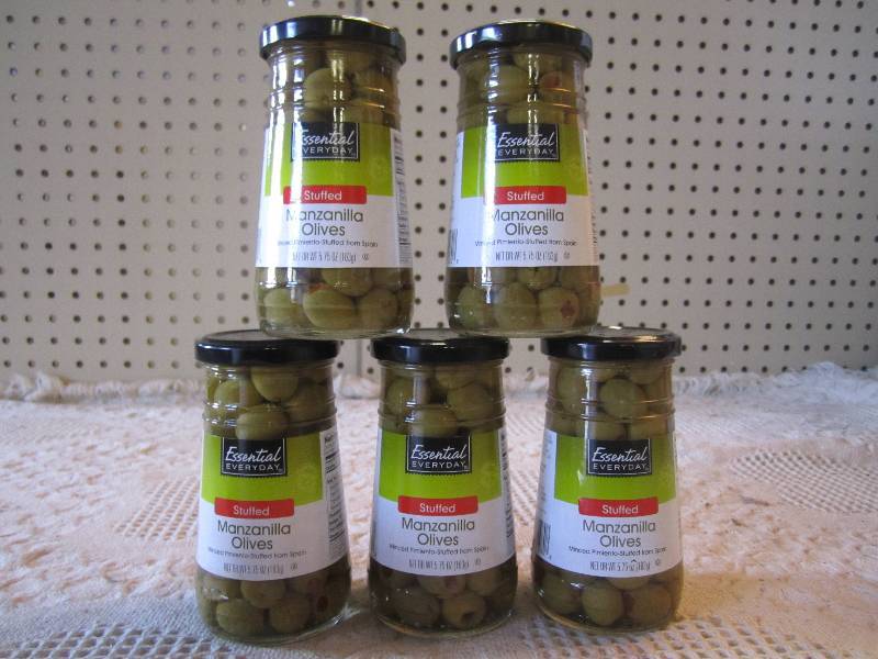 lot 68 image: Lot of 5 Jars Stuffed Manzanilla Ol...