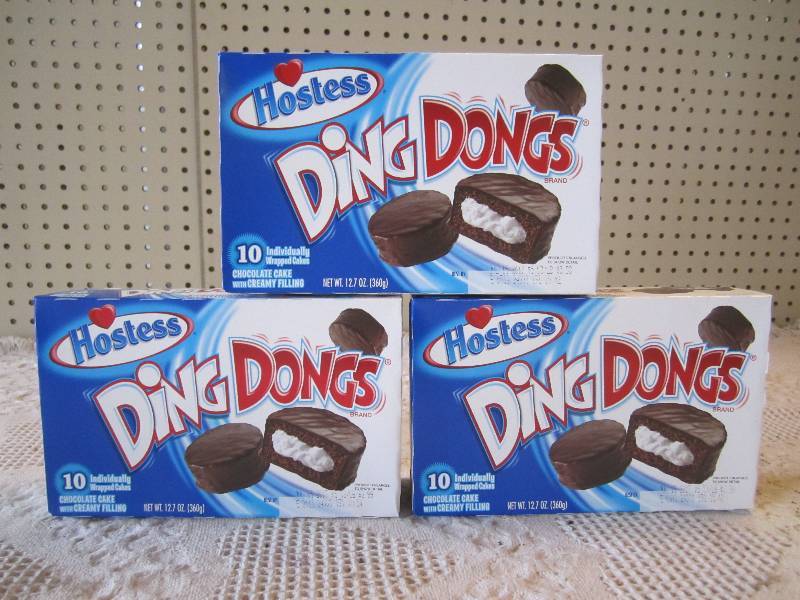 lot 114 image: 3 Boxes Hostess Ding Dongs Best by ...