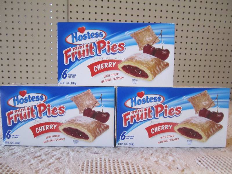 lot 117 image: 3 Boxes Hostess Mini Fruit Pies Che...