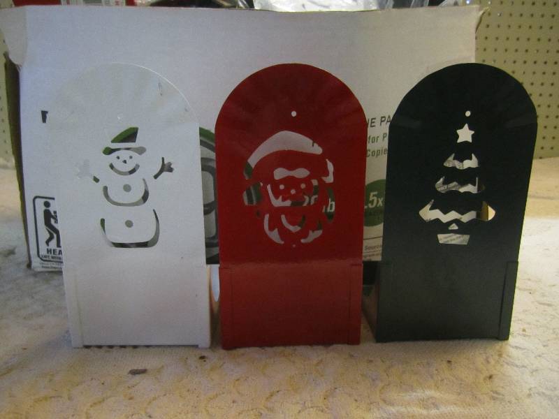 lot 209 image: Box Full of Metal Christmas Candle ...