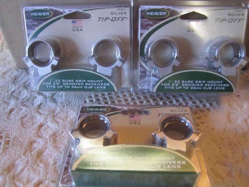 lot 282 image: Lot of 3 New Scope Mount Sets Silve...