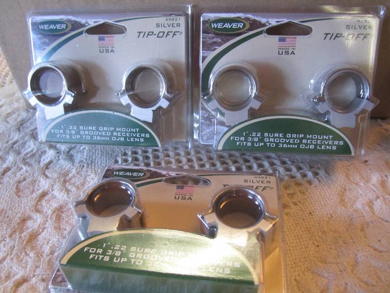 lot 284 image: Lot of 3 New Scope Mount Sets Silve...