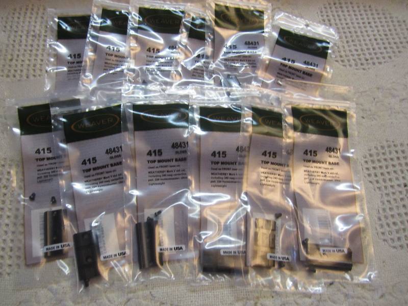 lot 294 image: Lot of 12 Weaver Scope Top Mount Ba...