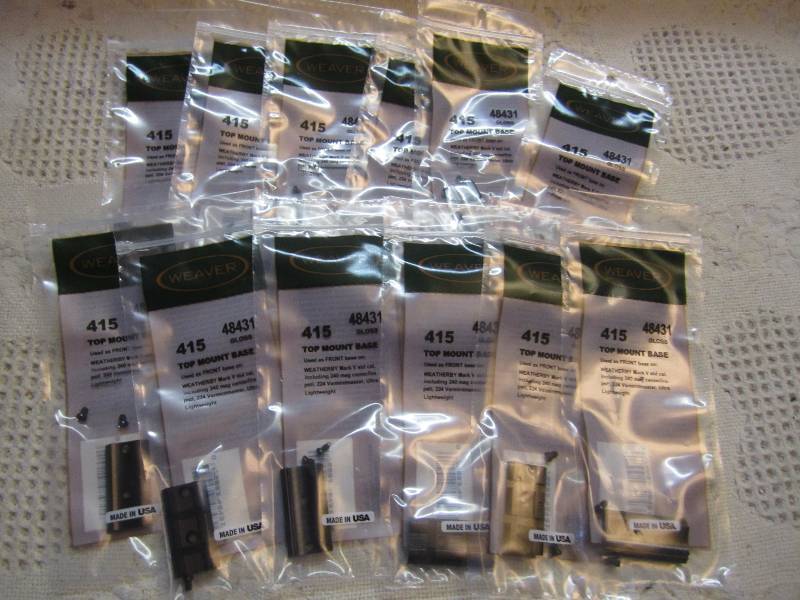 lot 295 image: Lot of 12 Weaver Scope Top Mount Ba...