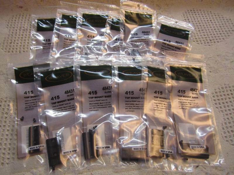 lot 296 image: Lot of 12 Weaver Scope Top Mount Ba...
