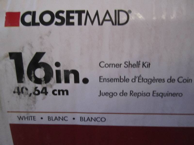 lot 321 image: Closetmaid 16 Corner Shelf Kit Ope...