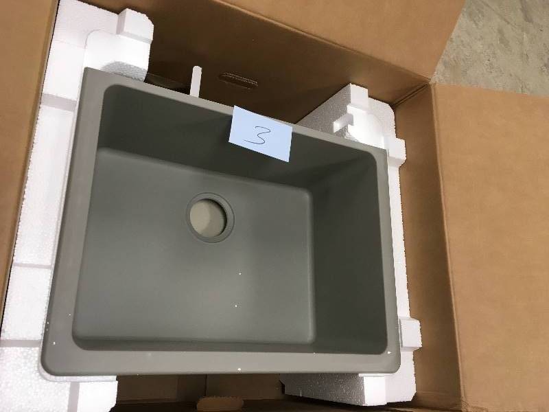 lot 3 image: Quartz Classic 25 x 19 Undermount Kitchen Sink Elkay open box never used