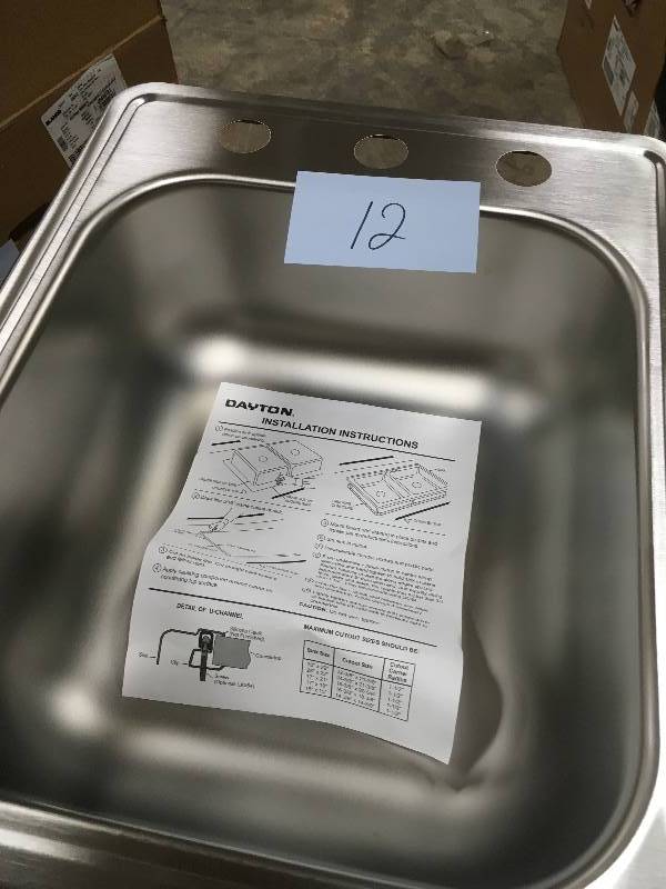 lot 12 image: Dayton Single Bowl Kitchen Sink open box never used