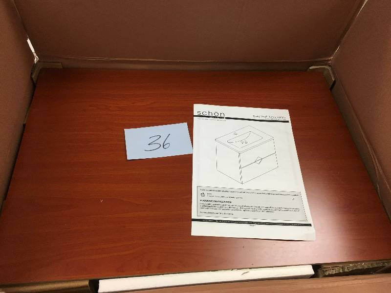 lot 36 image: Schon Esley Wall Hung Vanity in High Gloss White open box never used