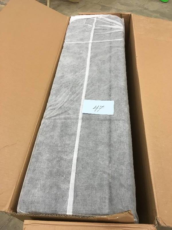 lot 47 image: Simpli Home Avalon Rectangular Storage Ottoman, Slate Gray open box never used