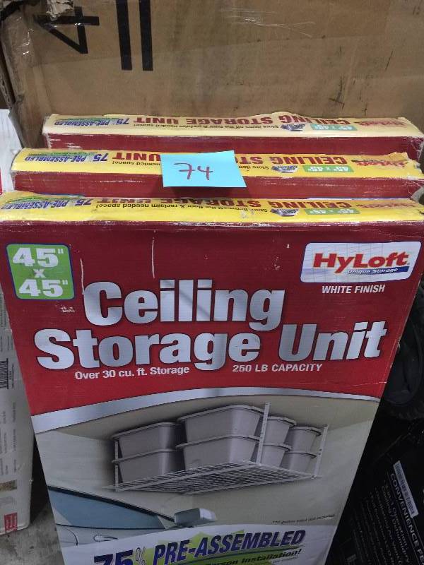 lot 74 image: HyLoft Ceiling Storage Unit - Lot of 3