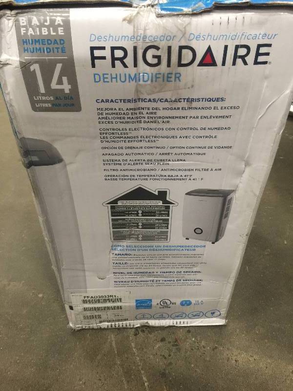 lot 88 image: Frigidaire Dehmidifier Low Moisture 30 Pints open box never used
