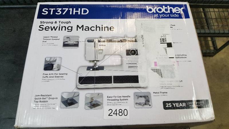 lot 2480 image: Brother Strong and Tough 37-Stitch Heavy-Duty Free-Arm Sewing Machine ST371HD