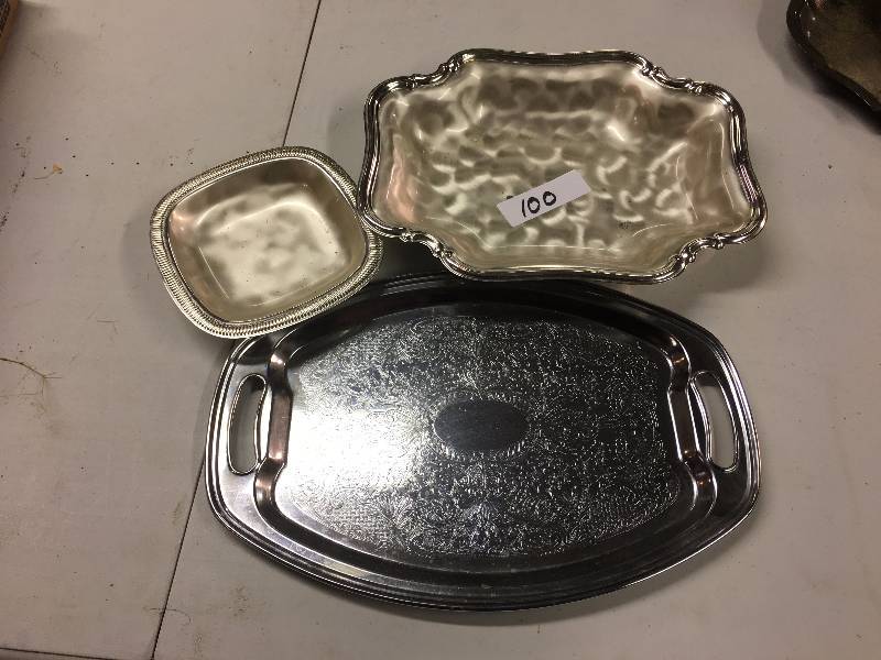 2 Silver Serving Trays