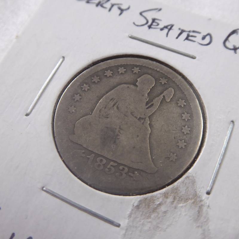 lot 37 image: 1853 Liberty Seated Quarter with Arrows