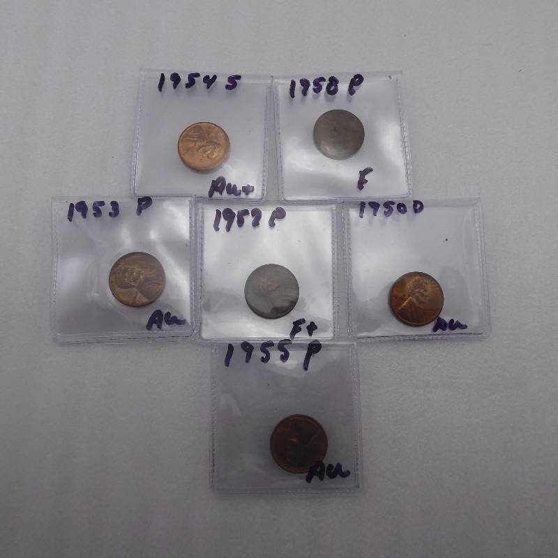 lot 94 image: Lot of Six Graded Lincoln Cents