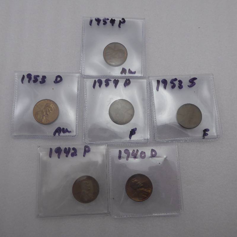 lot 95 image: Lot of Six Graded Lincoln Cents
