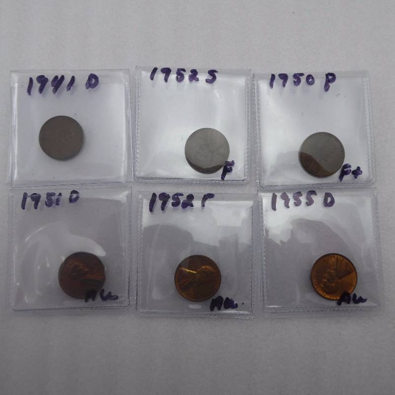 lot 97 image: Lot of Six Graded Lincoln Cents